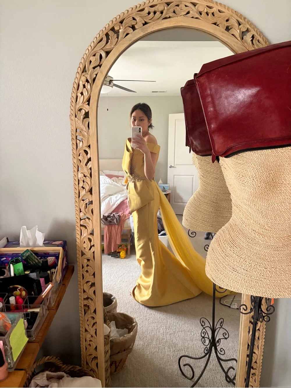 Terani Couture Mustard Yellow Satin Mikaido Mermaid Gown - Picture 11 of 13